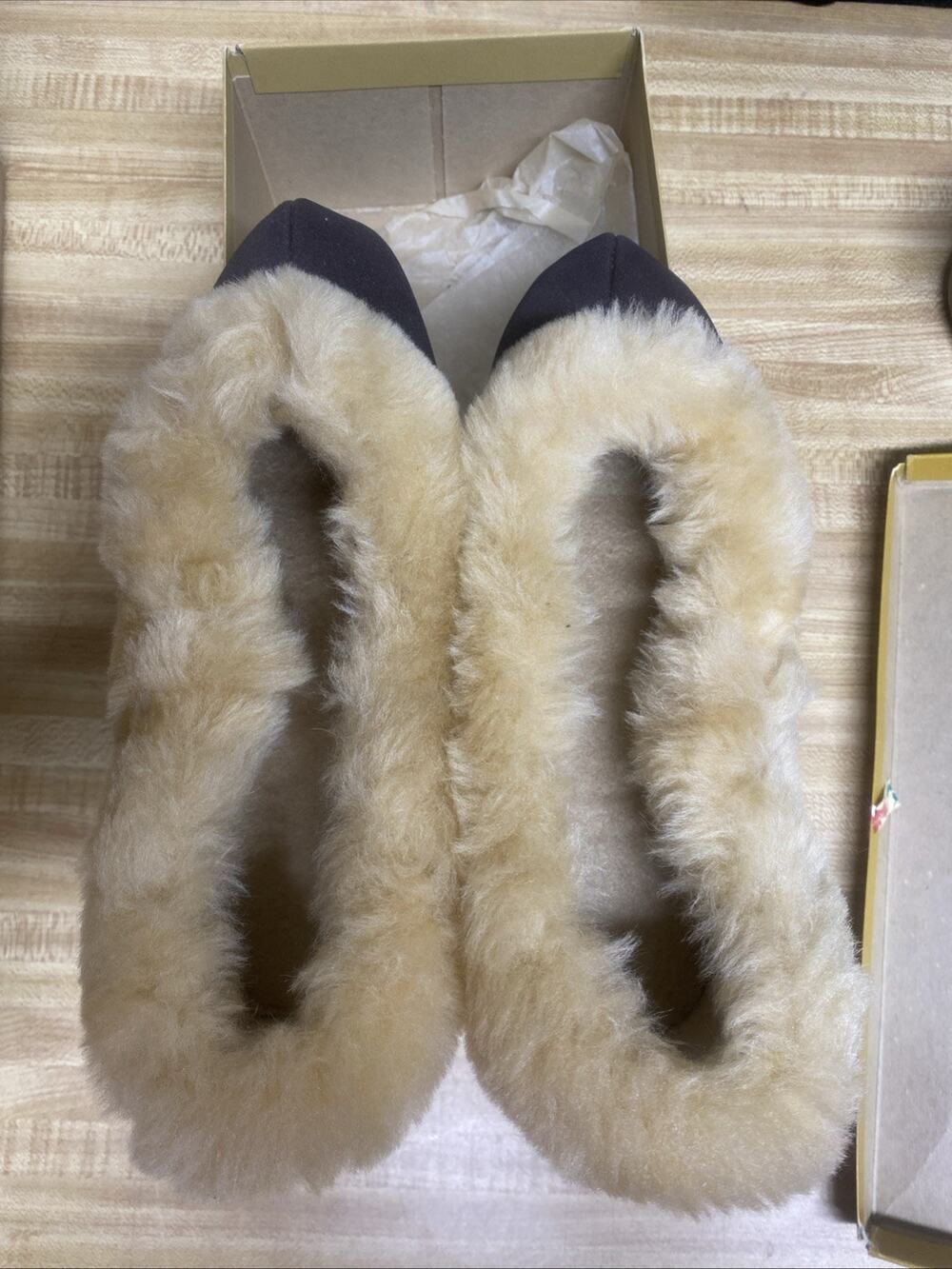 New Thom McAn Women's Moccasin Slippers House Shoes Ballet Flat Faux Fur 7.5-8